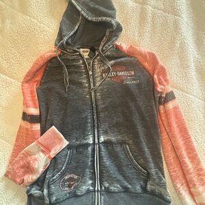Harley-Davidson Charcoal and Coral Hoodie